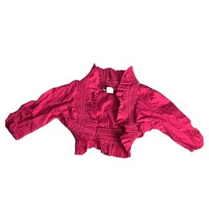 George A Ltd Bolero Shrug Girls Small Pink Ruffle Smocked Y2K Coquette